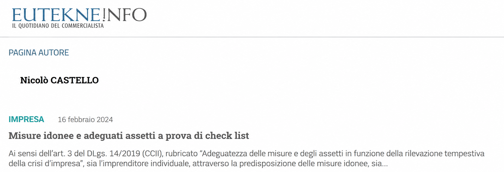 Articolo Eutekne